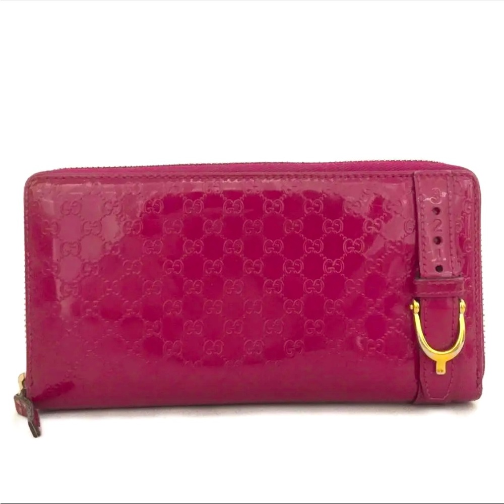 Gucci Micro GG Guccissima GG Spur Belted Pink Zippy Wallet